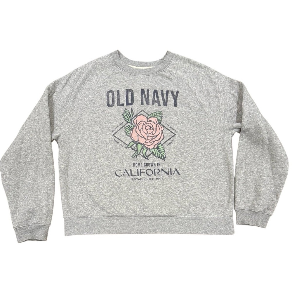 Old Navy California Graphic Sweatshirt Gray Womens L Tall (Preloved)